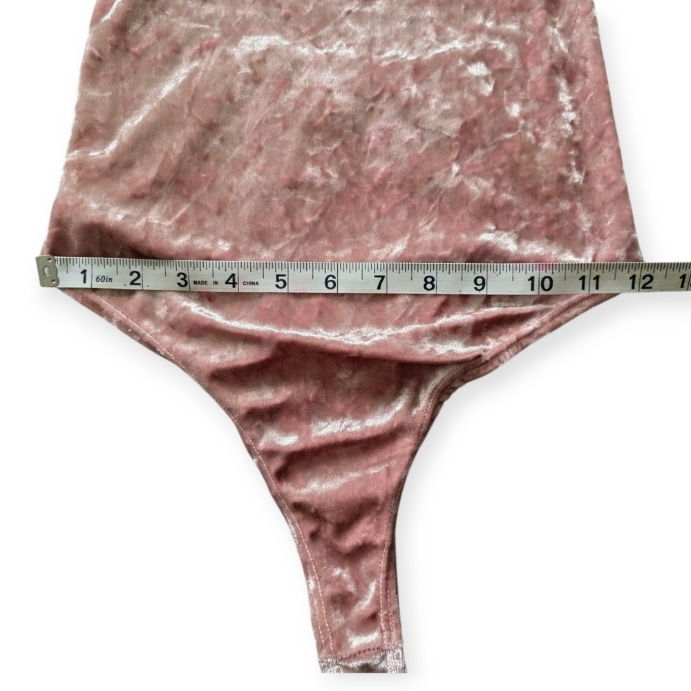 🔥5 FOR $25🔥Full Tilt Crushed Velvet Bodysuit, Blush Pink, Size M - Picture 11 of 12